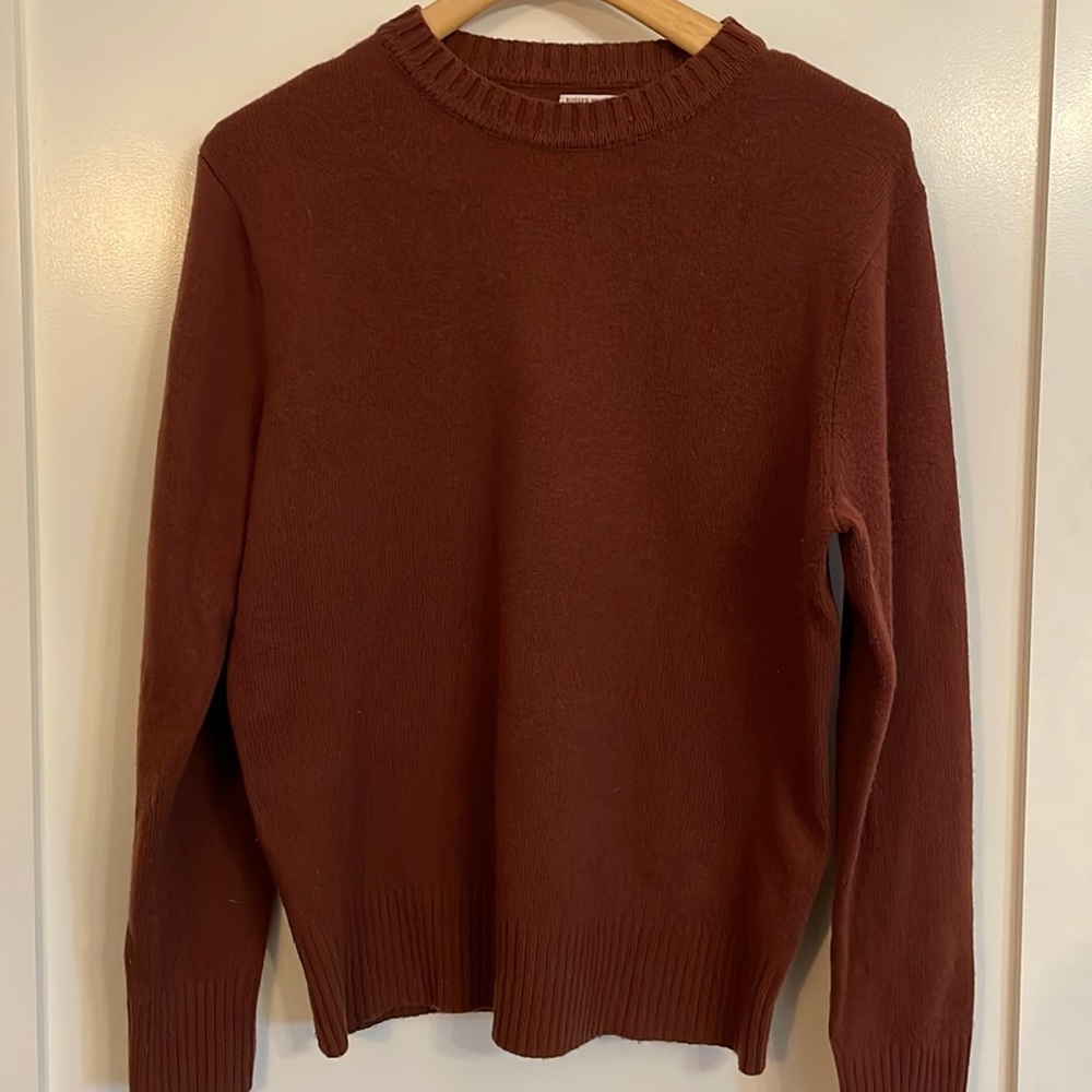J Crew Rust Colored Rugged Merino Wool Blend Crewneck Sweater Sz M